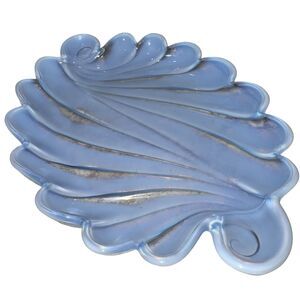 Duncan and Miller Mid Century Blue Opalescent Sanibel Shell Plate Dish